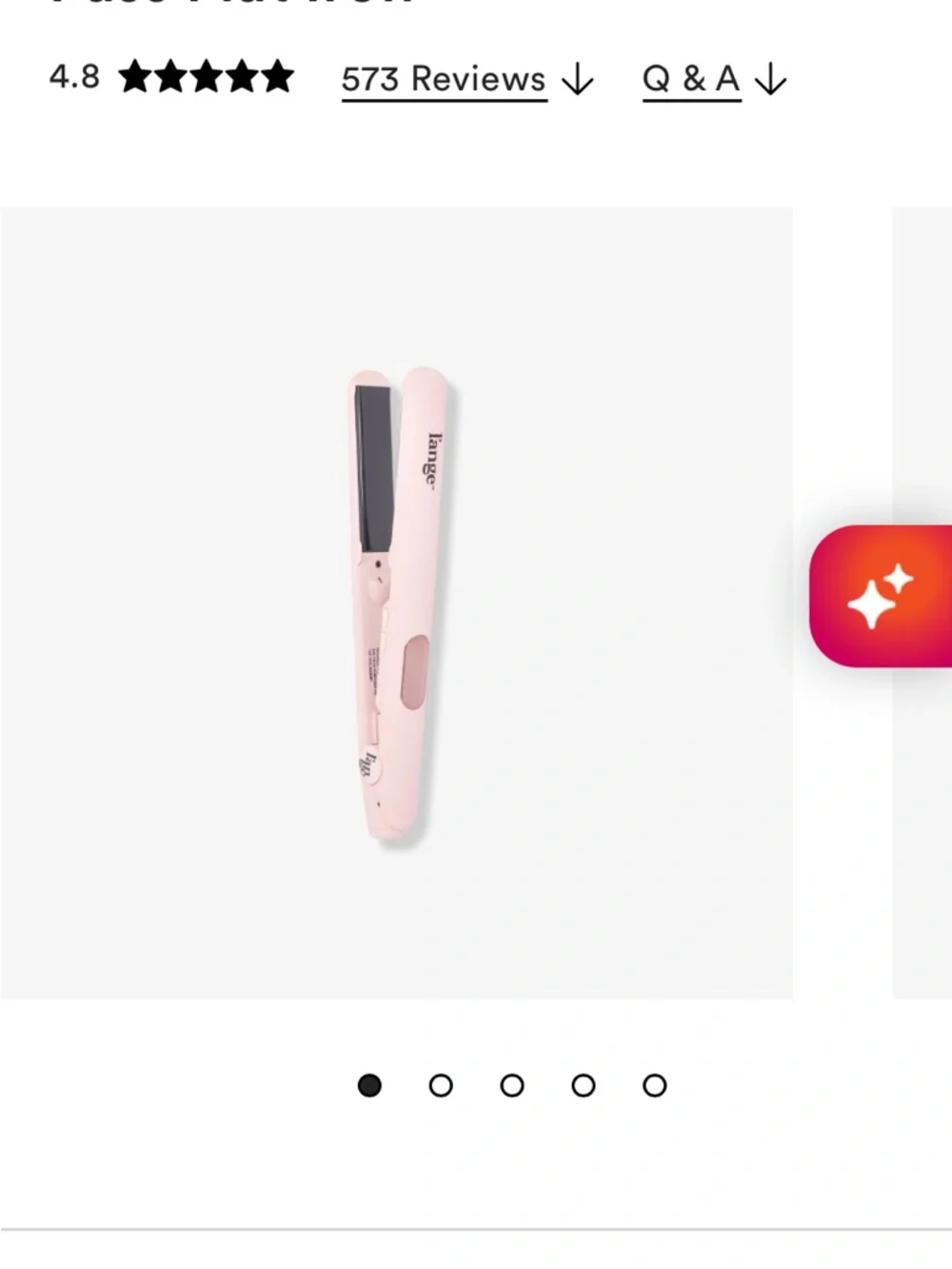 Lange Ceramic 1-Pass Flat Iron - Light Pink and White - Picture 3 of 8